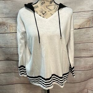 Angel Hooded Sweater Lightweight Cotton Blend Striped Drawstring Size XS